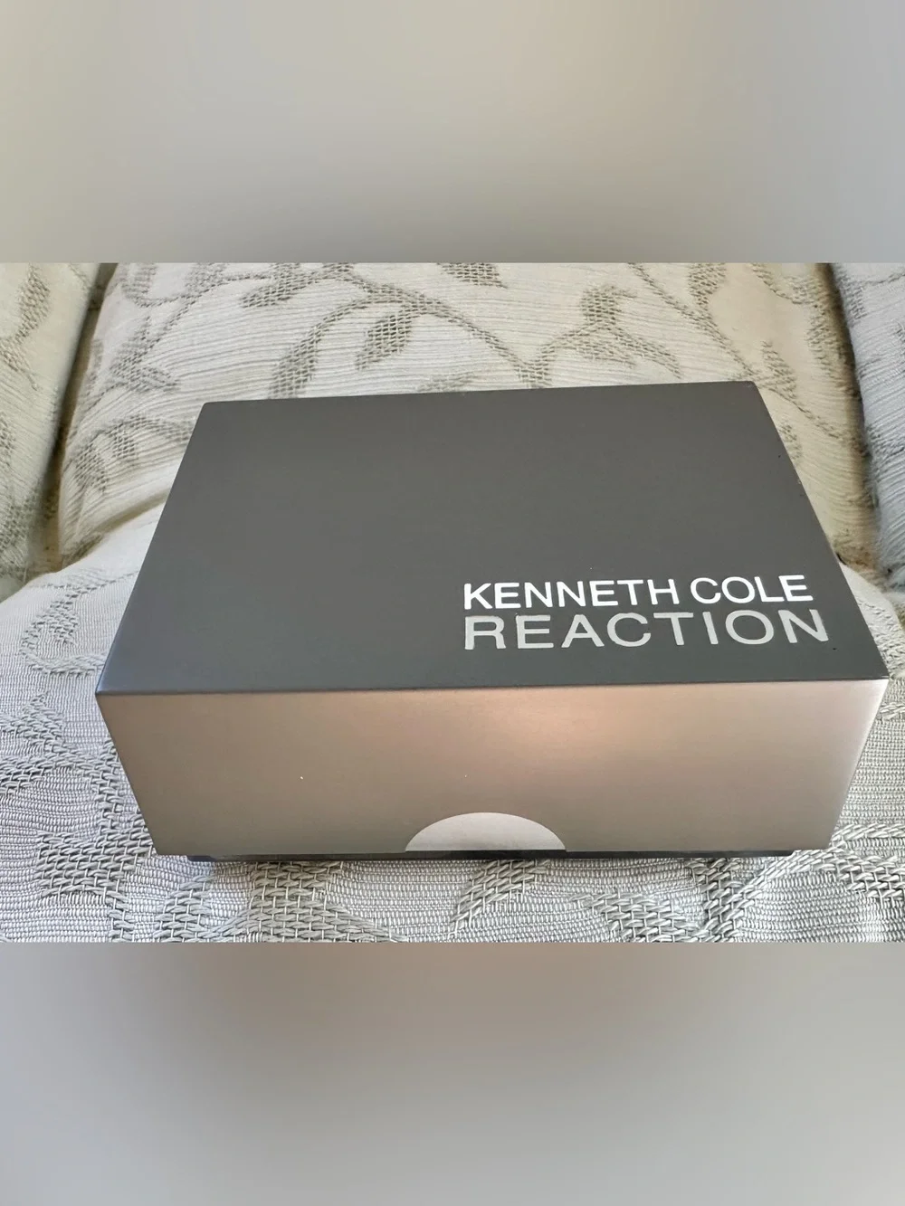 NWT Kenneth Cole Reaction Silver-Tone Rectangular Black Inlay Cufflinks